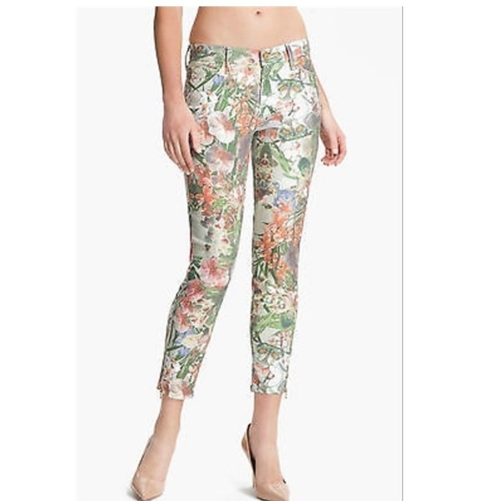 7FAM  The Cropped Skinny, in Tropical Palms print